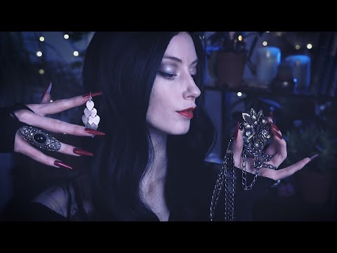ASMR Morticia Addams Picks Your Jewelry 🌹 (Tapping, Soft Spoken Personal Attention)