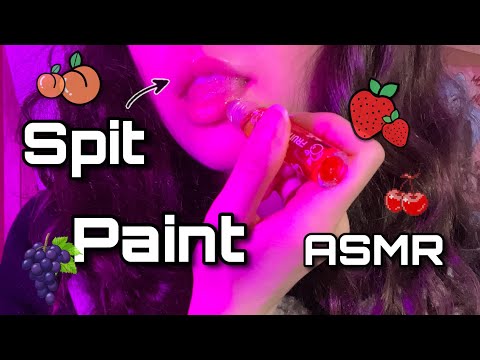 𝖆𝖘𝖒𝖗 | Invisible Spit Painting U w/ Lip Oil Rollers ( fast-slow spit painting, close up/zooms )