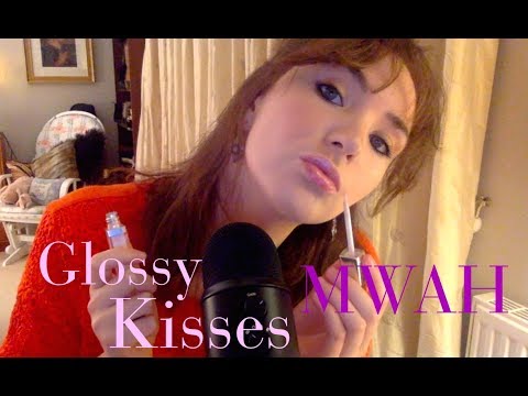 ASMR glossy kisses | lipgloss collection, lid pumping, kissing sounds