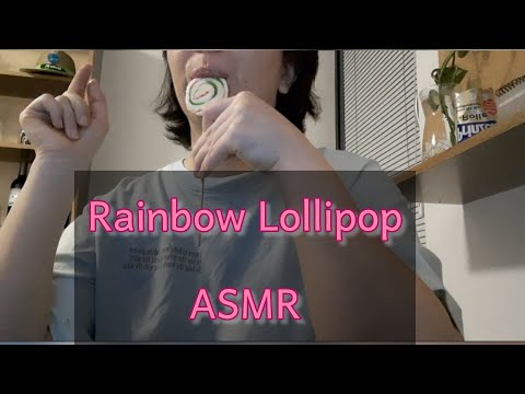 lollipop eating asmr 🍭 , rainbow lollipop,