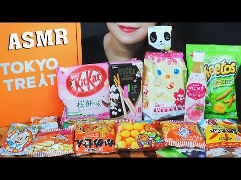 ASMR EATING SAKURA SNACKTIME GIFT BOX FROM TOKYO TREAT EATING SOUNDS | LINH-ASMR 먹방