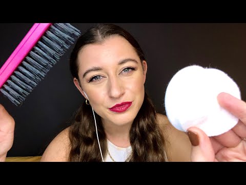 personal attention to fall asleep fast | hair brushing, skin care, wet sounds, sticky fingers | asmr