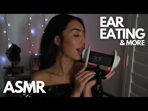 ASMR Ear Eating / Ear Massage / Mouth Sounds / Tapping and Flutters