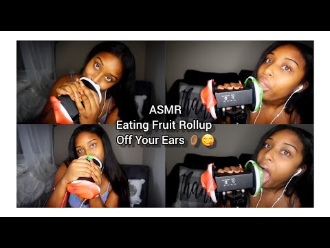 [ASMR] Ear Eating👂🏽👅 (mic eating with fruit rollup) Intense Wet Mouth Sounds 💦👄