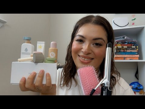 ASMR| Doing your wooden skincare & curling your hair 🤗☀️