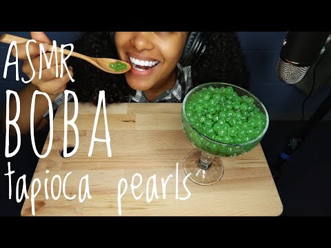 ASMR Green Tea Boba Tapioca Pearls | STICKY CHEWY EATING SOUNDS | No Talking