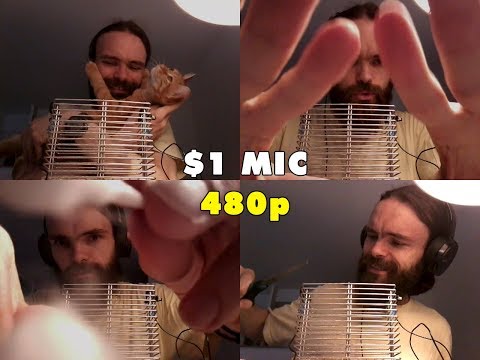 ASMR Lo-fi ($1 microphone, 480p)(triggers, hand movements, inaudible, whispering)