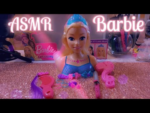 ASMR| Brushing, Scalp scratching, hair playing & styling| Barbie Doll Head| Kids toys💖| Satisfying