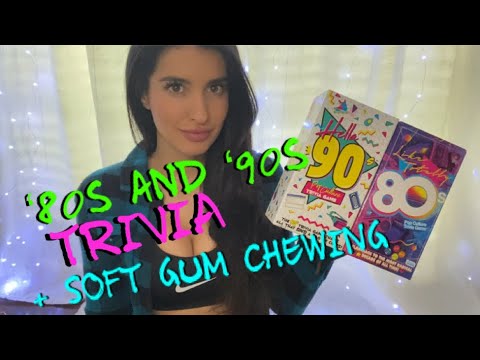 ASMR Super Soft Gum Chewing Whispered '80s & '90s Trivia - Tapping/Scratching on Cards 🛹 🎸 🎶