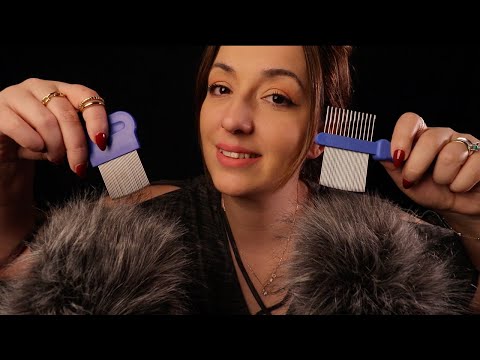 ASMR ✨ Friendly school nurse checks your hair for lice (DOUBLE SIDED) ✨ Gum chewing