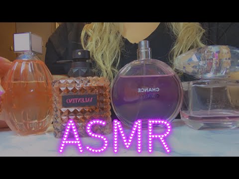 ASMR| Glass tapping & scratching- perfume sounds, whispering & liquid sounds