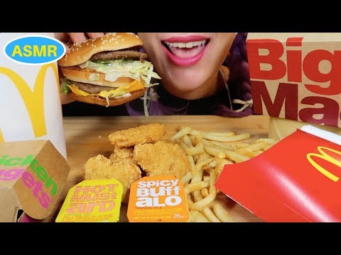 ASMR McDonalds Big Mac + Chicken Nuggets | 맥도말드 빅맥 치킨 너겟 먹방 CURIE. ASMR