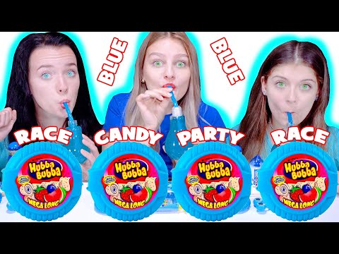 ASMR Eating Only One Color Food Blue | Candy Race Mukbang