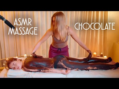 ASMR | MASSAGE | Asmr chocolate massage (back, foot, spa relaxing mask, 4k)