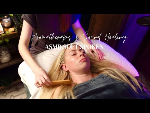 ASMR Soft Spoken Relaxing Aromatherapy Session on Beautiful Becca| Hair Play, Singing Bowl & More AD