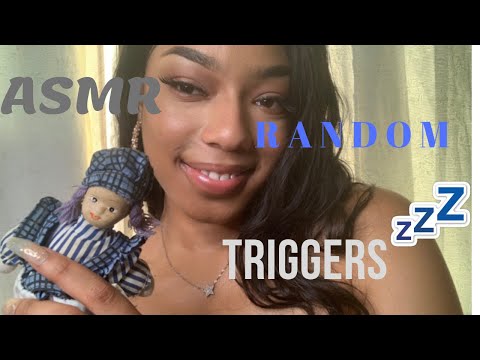 ASMR- Random Triggers, Gum Chewing Whispers, Wood Sounds,Tapping