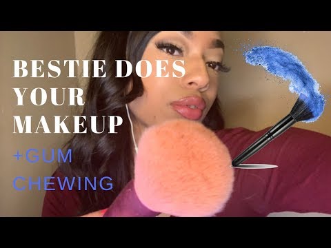 ASMR- Best friend does your makeup , Gum chewing & Rambling for your relaxation