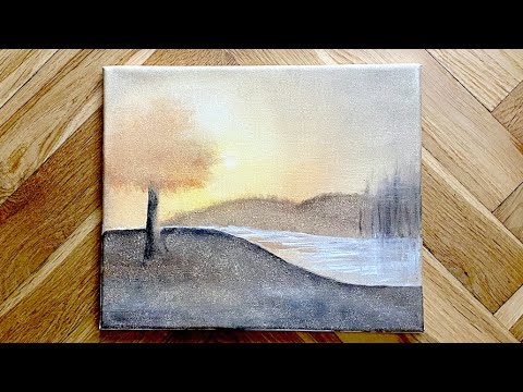 Soft Landscape Painting 4K💛 ASMR Painting - Easy Oil Painting for Beginners!