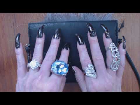 ASMR ~ Long Nails Tapping Floor & Purse (Some Whisper)