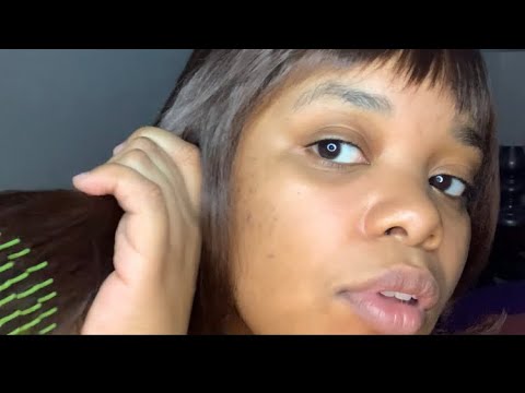 🖤🖤🖤ASMR// BRUSHING MY HAIR ( WIG ) + Chewing Gum ( Fast & Slow sounds )  🖤🖤🖤