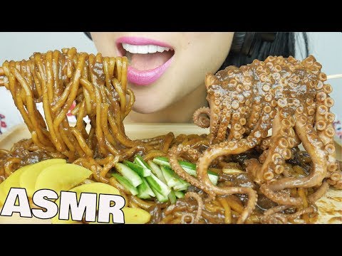 ASMR Blackbean Noodles + Octopus (EATING SOUNDS) NO TALKING | SAS-ASMR
