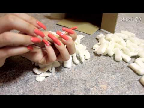 visual ASMR with polystyrene and my natural long nails