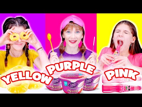 ASMR Purple Food VS Yellow Food VS Pink Food Eating
