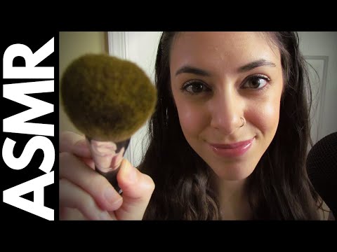ASMR | Up Close Face Brushing + Relaxing Whispers (Shwoop, Mouth Clicks)