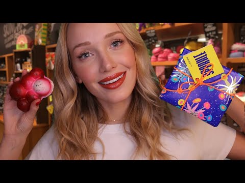 [ASMR] The LUSH Store! Gift Shopping Experience | soap cutting, tracing, bubbly water, lid sounds...