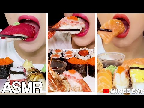 ASMR SUSHI SASHIMI COMPILATION #1 | MINEE EATS  - EATING SOUNDS