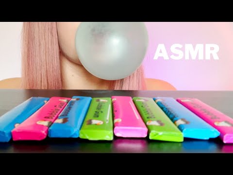 ASMR Chewing Gum (NO TALKING) Chewing Colourful Bubble Gum Sticks & Blowing Bubbles *chew sounds*
