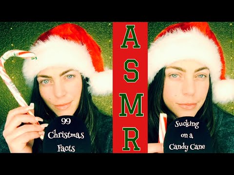 ASMR 🎁 99 Christmas Facts Whispered Ear to Ear | Candy Cane Licking | UpClose Breathy Mouth Sounds