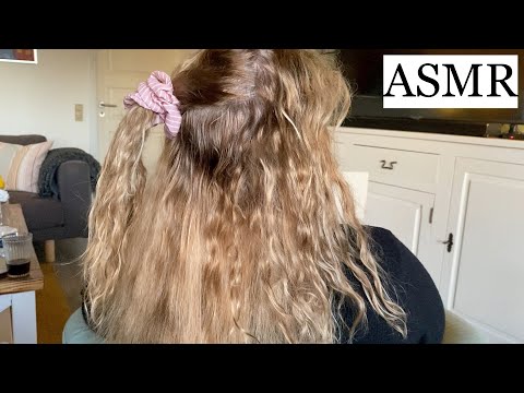 ASMR | hair play w. lots of spraying, brushing, curl styling/diffusing & hair treatment, no talking