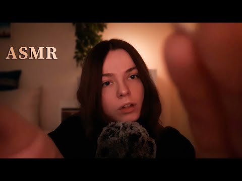ASMR • Unintelligible Whispering & Face Touching ♡ (semi-inaudible, mouth sounds, low light, slow..)
