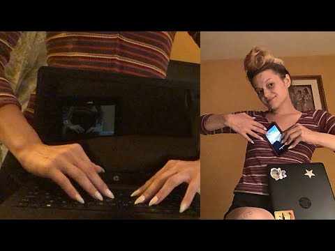 ASMR | Typing on keyboard fast clicking 💨- tapping on iPhone - scratching on bamboo mat (your fav:)