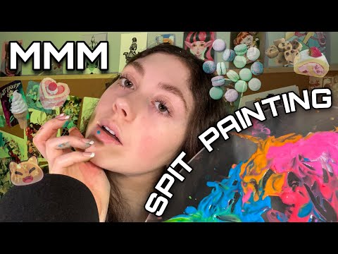 ASMR | mmm…edible spit painting! ( mouth sounds, finger painting, interlinked trigger words + )