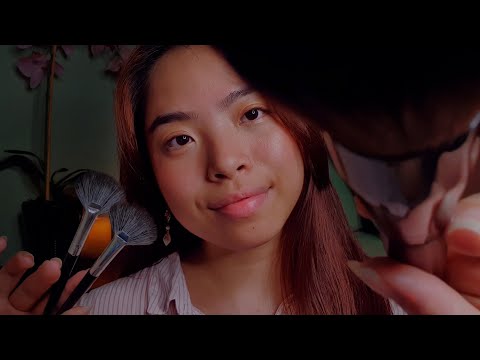 ASMR Brushing Each Part of Your Face To Relax You 🥰 (Fan Brush & Fluffy Brush, Soft Layered Sounds)