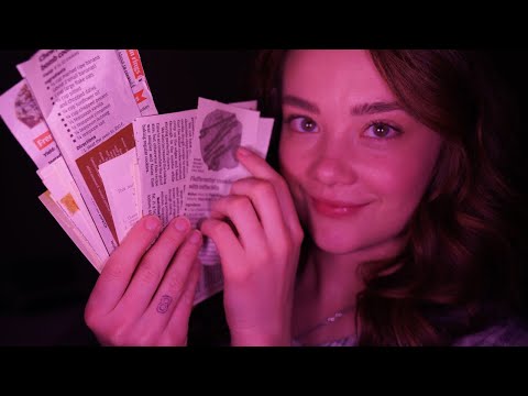 ASMR Crinkly Newspaper Recipe Collection! Rummaging, Whispered