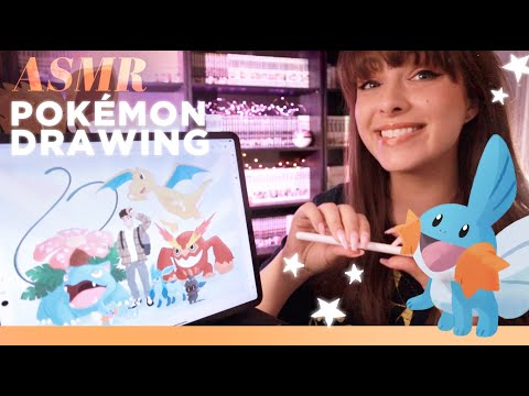 ASMR 🌊 Pokemon Drawing! Whispered iPad Sketching Hangout for Relaxation
