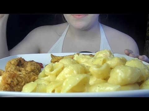 ASMR | EATING MAC N CHEESE+CHICKEN TENDERS AND FRIES