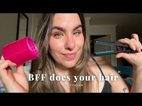 ASMR Best Friend Straightens and Styles Your Hair with Hair Rollers