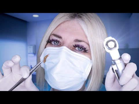 ASMR Ear Exam & Deep Ear Cleaning Emergency! Otoscope, Fizzy Drops, Picking, Typing, Latex Gloves
