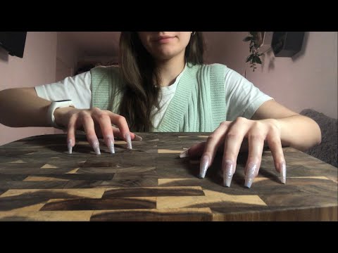 ASMR | Fast&Agressive Tapping And Scratching On A Wooden Board | No Talking | Long Nails