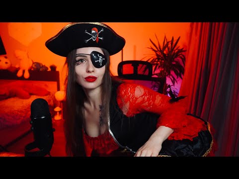 🎃 ASMR HALLOWEEN PIRATE GIRL COMFORTS YOU 🏴‍☠️ KISSES, TAPPING, FABRIC SCRATCHING, WEB SOUNDS