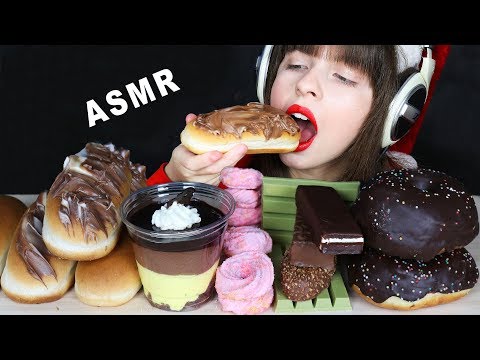 ASMR NUTELLA SANDWICHES, MERINGUE COOKIES & CHOCOLATE DONUTS (EATING SOUNDS) No Talking 먹방