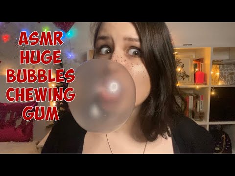 ASMR huge bubbles chewing gum