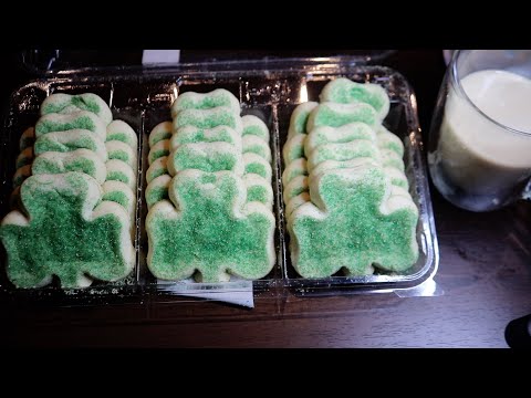 Green Clover Sugar Cookies ASMR Eating Sounds