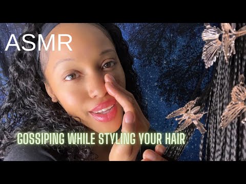ASMR GOSSIPING WHILE STYLING YOUR BRAIDS | Hair Sounds ➕ Gum Chewing #asmr #asmrhair #hairplay