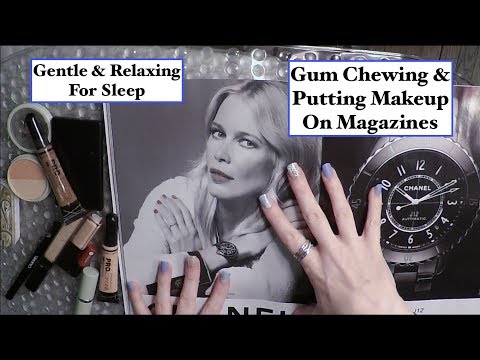 [ASMR] Gum Chewing | Applying Makeup On Magazines | Close Intense Whispers