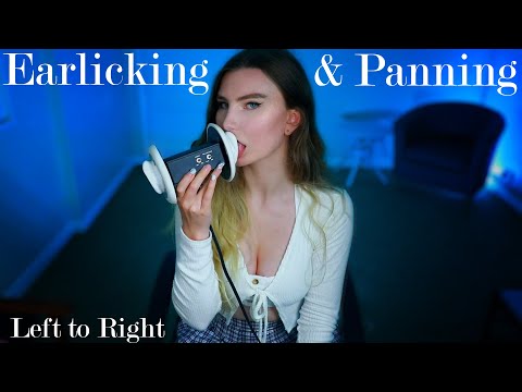 ASMR Earlicking & Audio Panning - Deep licking & fluttering w/ DELAY, mouth sounds & panning L to R
